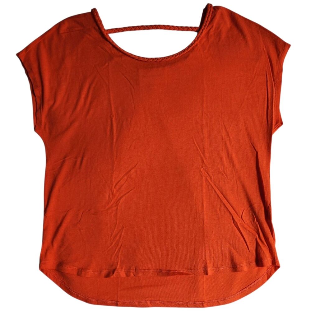Two by Vince Camuto Orange Braided Back Dolman Sleeve Top Sz M